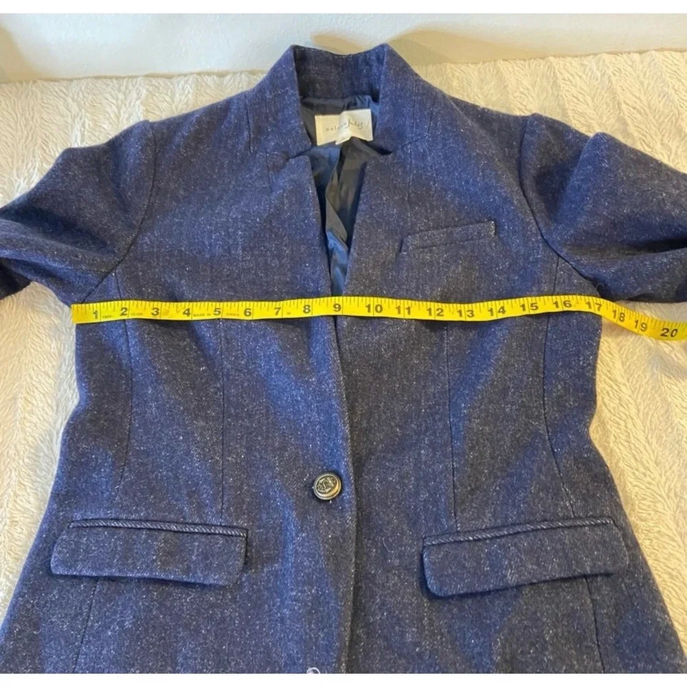 Maison Jules Women's 2 Wool Blend Blazer‎ Blue Button Front New